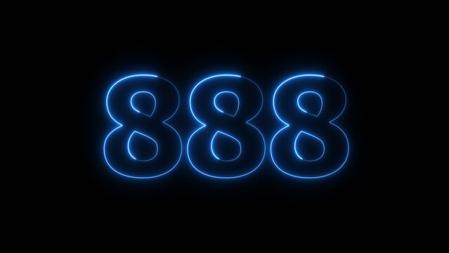 Abstract beautiful blue neon 888 number illustration background 4K. Neon countdown number icon background.