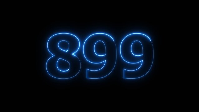 Abstract beautiful blue neon 899 number illustration background 4K. Neon countdown number icon background.