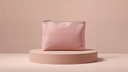 Pink Pillow on Beige Pedestal Display.