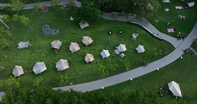  Aerial footage of weekend time in Guangzhou city, China