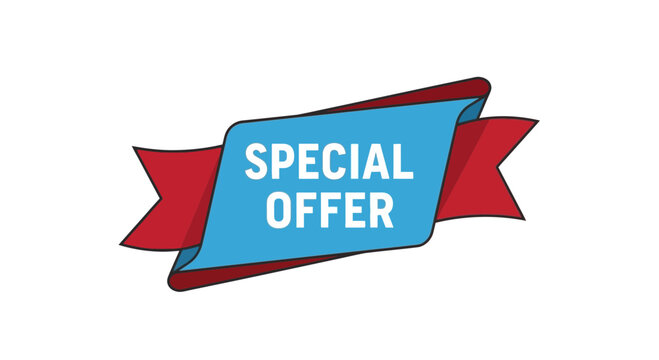 Special Offer Ribbon Banner - Blue and Red Design for Promotions and Sales