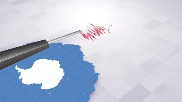 Antarctica Earthquake Concept With Seismograph And Map