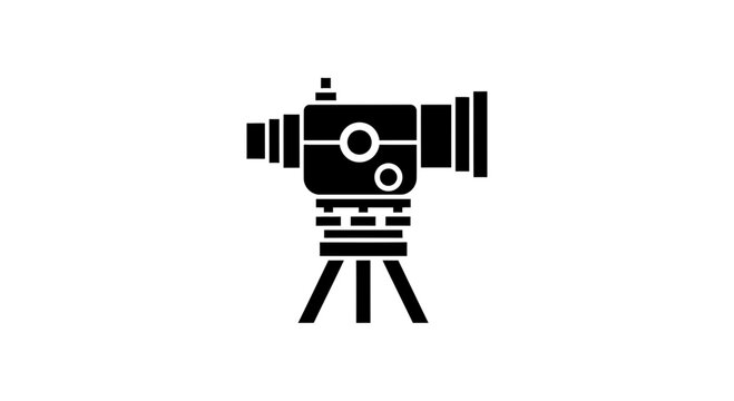 Surveying Instrument Icon, Total Station, Survey Equipment, Tripod Mount, Engineering Tool