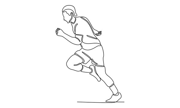 continuous line of man athlete runner focus sprint run