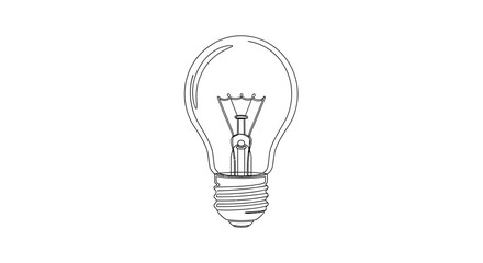 Obraz premium Simple line drawing of an incandescent light bulb, symbolizing ideas, creativity, and innovation.