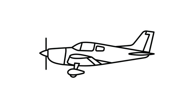 Simple Line Drawing of a Small Propeller Airplane in Flight