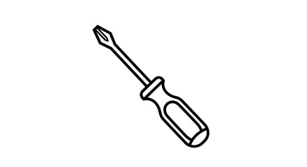 Fototapeta premium Screwdriver Icon: Simple Line Drawing of a Tool for Repairs and DIY Projects