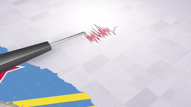 Aruba Earthquake Concept With Seismograph And Map
