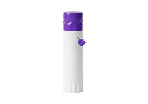 A white and purple lighter with a purple button isolated on transparent background