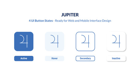 jupiter 4-state UI button. Outline icon kit from zodiac collection. Thin linear jupiter, saturn, planet editable vector. Minimal jupiter sign for web and mobile interface © IconArt