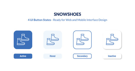 snowshoes 4-state UI button. Outline icon kit from winter collection. Thin linear snowshoes, winter, cold editable vector. Minimal snowshoes sign for web and mobile interface