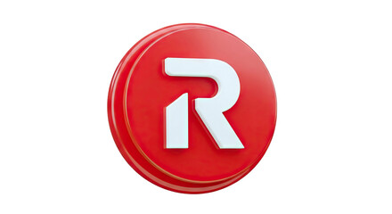 3D Red Circular Logo with White Letter R