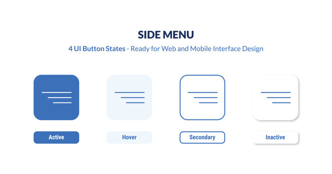 side menu 4-state UI button. Outline icon kit from user interface collection. Thin linear side menu, menu, navigation editable vector. Minimal side menu sign for web and mobile interface