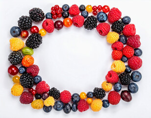 열매-베리-산딸기-오디-라즈베리-블루베리-믹스베리-베리 플레이트-베리 플레이팅-플랫 배치-원형 배치-메시지 공간-항공샷