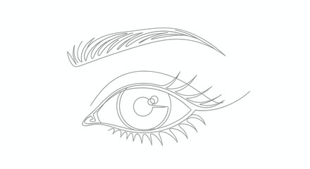 Obraz premium Minimalist Line Art Drawing of a Woman's Eye with Eyebrow