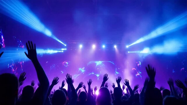 Concert crowd with raised hands