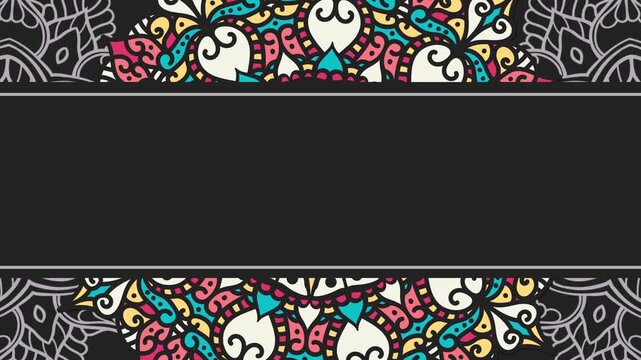 Islamic ornament classic black portrait background video with arabic style and mandala flower circle animation for ramadan kareem, eid mubarak and islamic background promo ads media