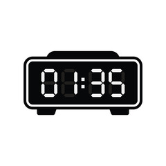 01:35 digital clock icon black design for twenty-five to two early morning time electronic display.