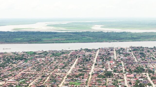Peruvian Amazon City Aerial Landscape