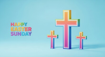 Obraz premium Easter sunday celebration with crosses silhouette