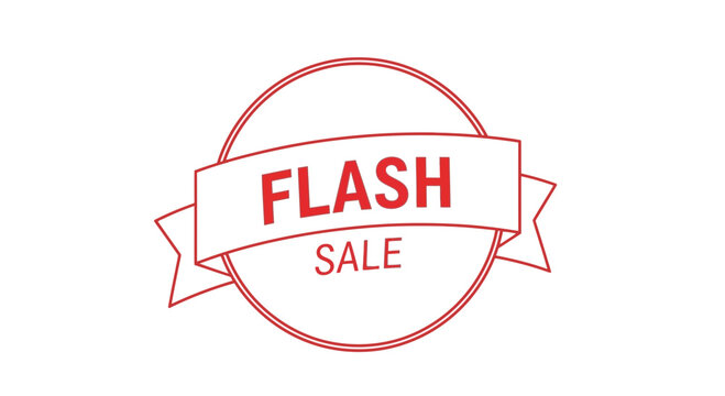 Flash Sale Banner with Red Ribbon and Circle - Special Offer Promotion