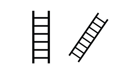 Two ladders depicted in a minimalist black and white silhouette © MDFaruk