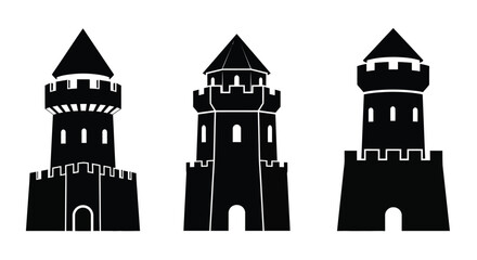 Three dark castles stand prominently against a white background silhouette © MDFaruk