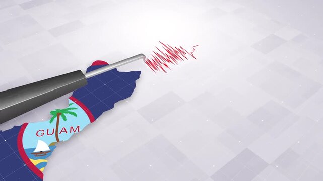 Guam Earthquake Concept With Seismograph And Map