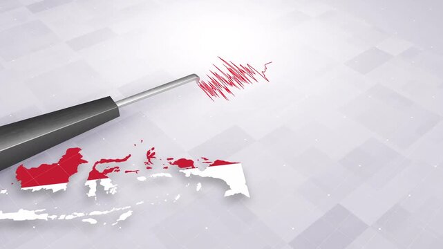 Indonesia Earthquake Concept With Seismograph And Map