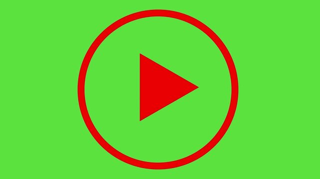 Video and audio music play button animation icon on green background. Play button animation icon concept.