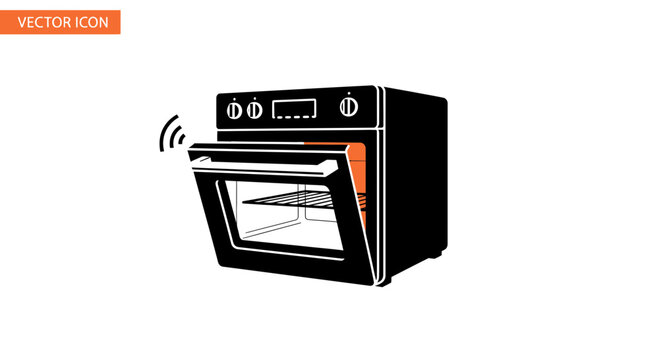 Smart Oven with Open Door and Wi-Fi Signal, Modern Kitchen Appliance