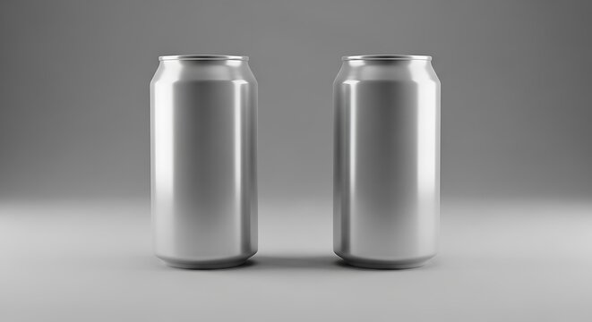 Two identical aluminum cans placed side by side on a flat surface. bierdose