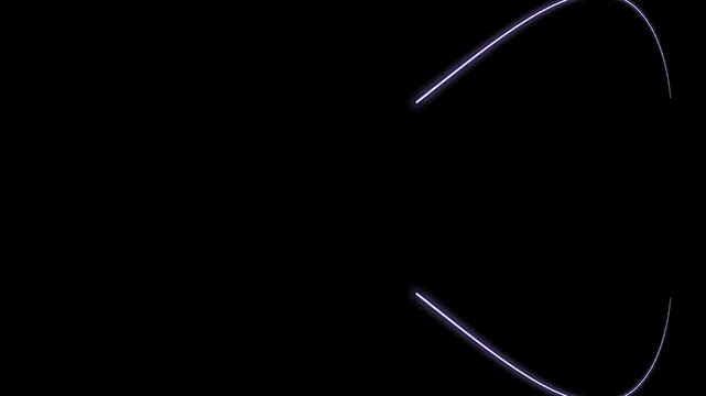 Glowing neon crescent shape on black background