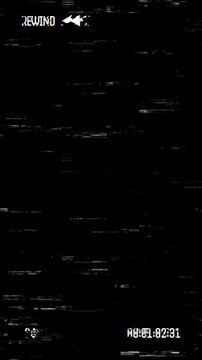 VHS rewind glitch effect old retro screen overlay footage