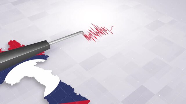 Laos Earthquake Concept With Seismograph And Map