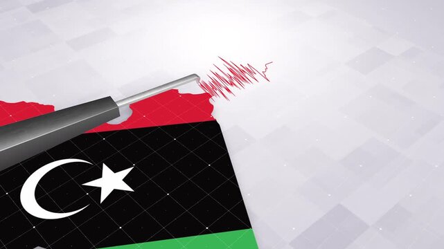 Libya Earthquake Concept With Seismograph And Map