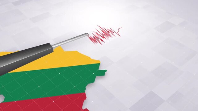 Lithuania Earthquake Concept With Seismograph And Map
