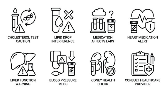 Cholesterol test caution lipid drop interference medication affects labs liver function warning blood pressure