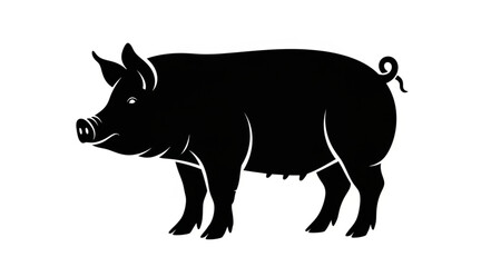 Fototapeta premium Black Silhouette of a Pig.