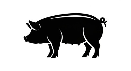 Fototapeta premium Black Silhouette of a Pig.