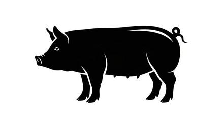 Black Silhouette of a Pig.