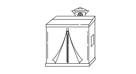 Obraz premium Minimalist Line Art of a Zippered Tent or Booth with a Small Roof Vent