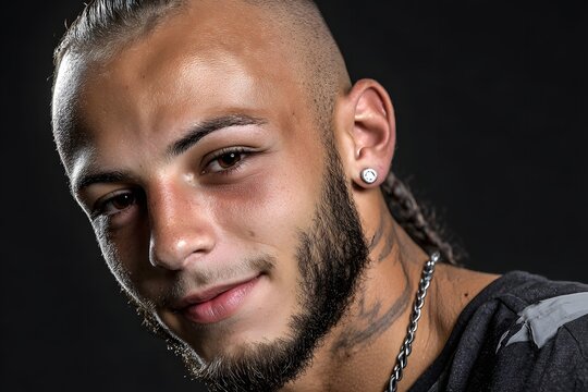 Charakterstarkes M&auml;nnerportr&auml;t mit Sidecut und Bart im Studio