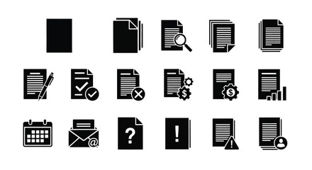 Black file icons and symbols representing data management silhouette © ANISURRAHMAN