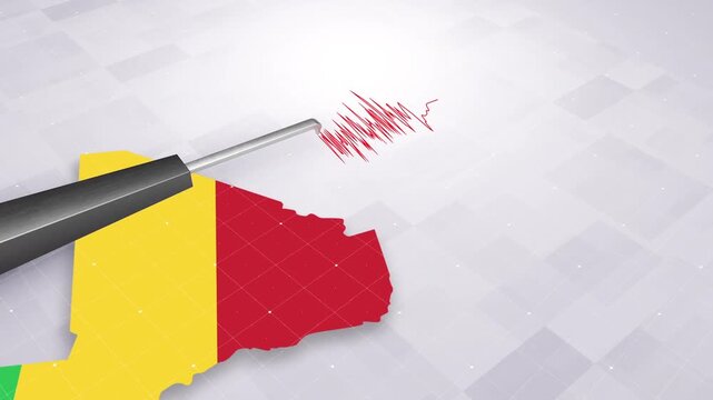 Mali Earthquake Concept With Seismograph And Map
