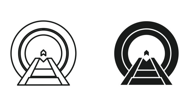 Simple black and white logo designs featuring pyramid and concentric circles