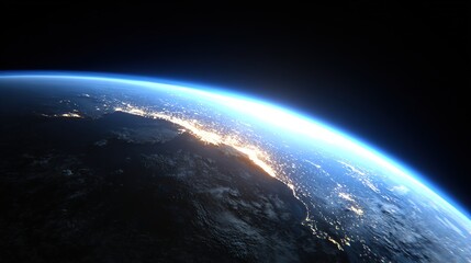 Fototapeta premium A stunning view of the Earth from space with a beautiful sunset
