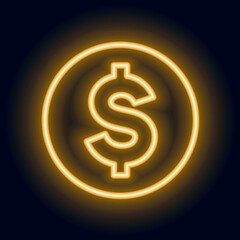 glowing neon USA currency dollar sign design