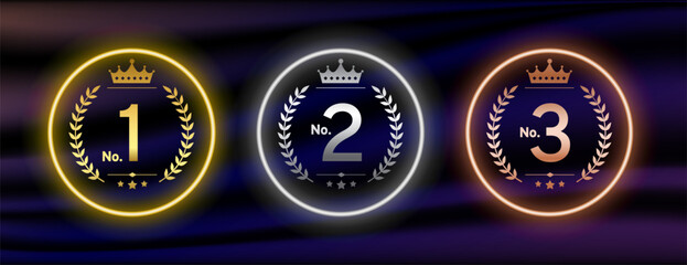 Naklejka premium collection of winning numbers logo sign in glowing neon style