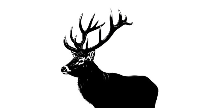 Black Silhouette of Deer Head.